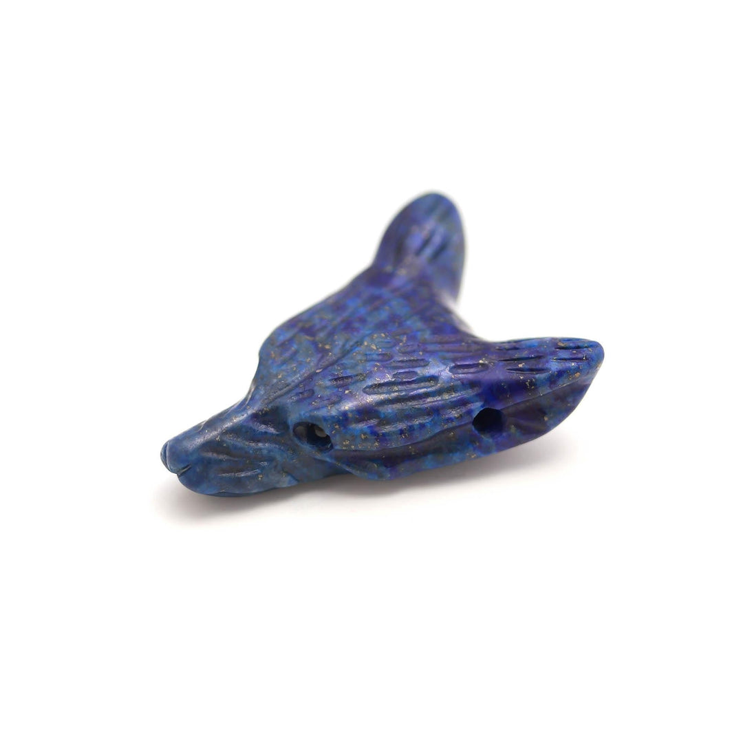 Natural Lapis Lazuli Fox Head, AAA Onyx Jewelry Making Gemstones Side Drill from Ear, Head Carved Beads, Reiki Healing Crystal, Home Decor