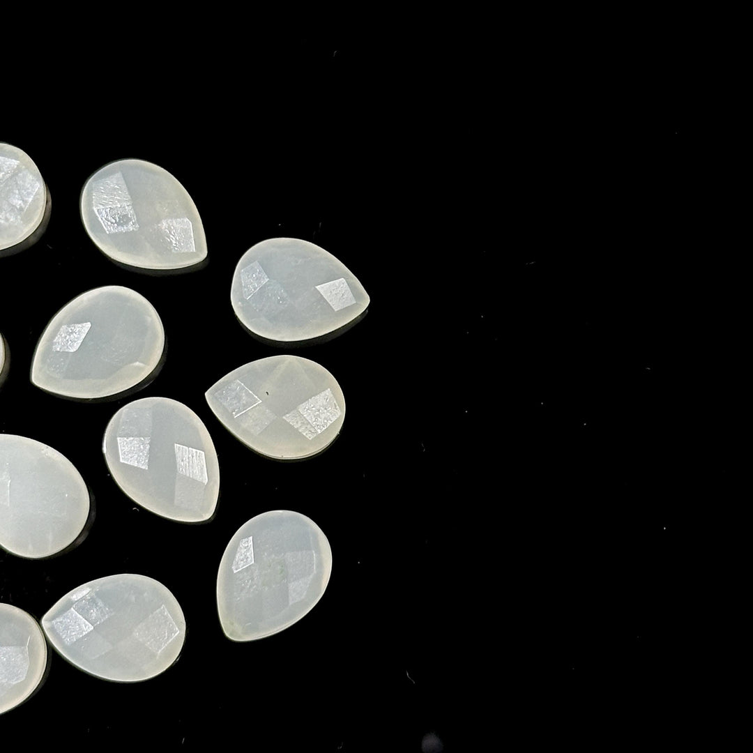 Natural White Moonstone Faceted Pear Shape Beads, 9X12 MM AAA+ Quality Moonstone Briolette's Beads, Matched Pairs, Jewelry Making Beads