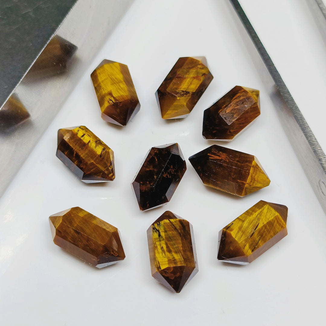2,3,4,5,6 pcs 100% Natural Tiger Eye Faceted Pencil Shape Loose Gemstone, Tiger Eye Loose Gemstone, Gemstone For Jewellery 10X5 mm