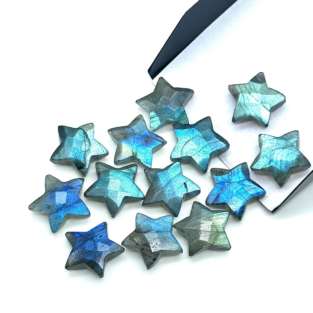 High Flashy Labradorite Star Shape Briolettes, Natural Labradorite Star Gemstone for Jewelry Making, Faceted Labradorite Star Charms, 15 MM
