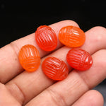 Load image into Gallery viewer, Natural Carnelian Scarab Carved Gemstone, Fancy Shape Scarab Carving, Insect Beads, 16X12 MM, Home Decor Crystals, Reiki Healing