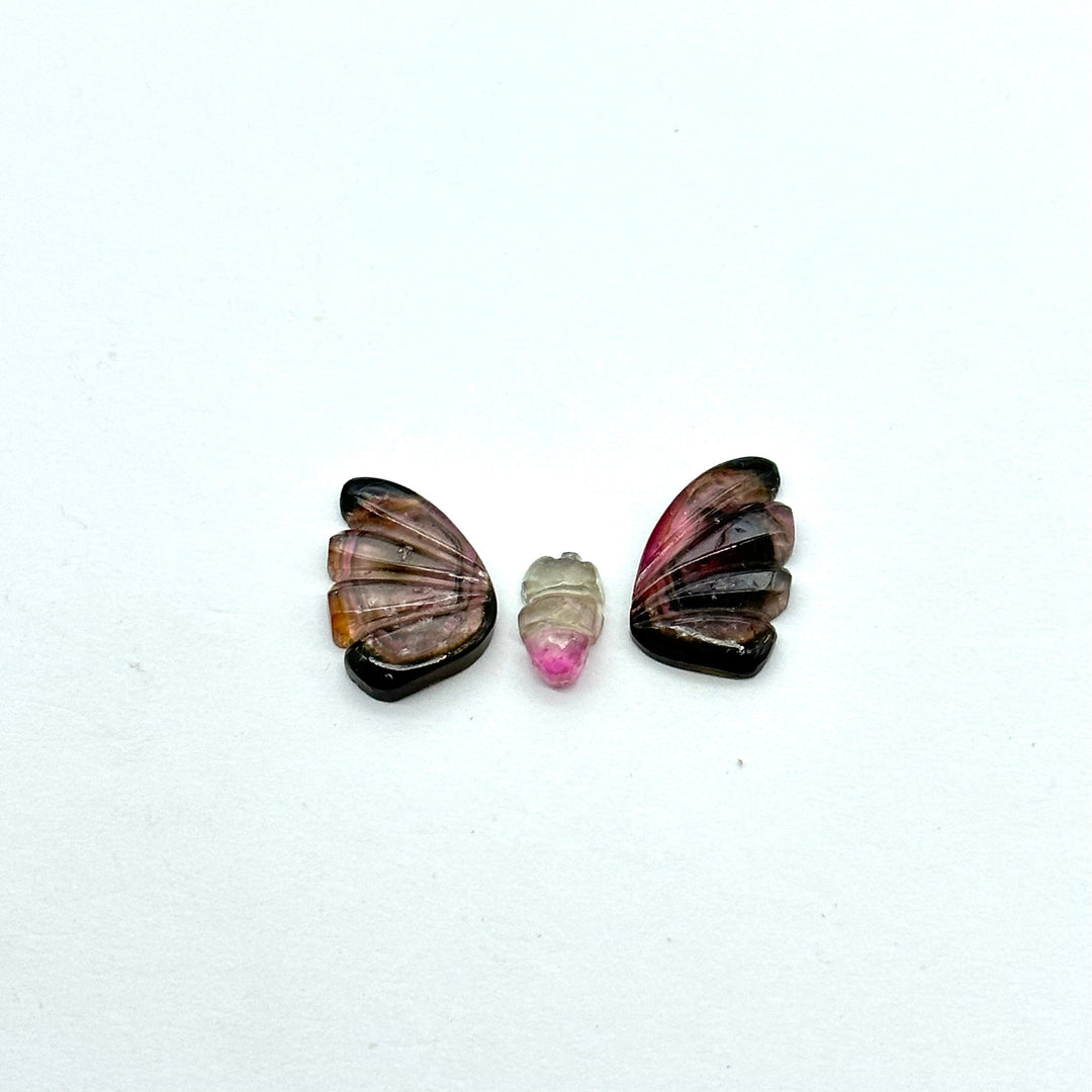 natural tourmaline Butterfly Shape Carving, Hand carved tourmaline Butterfly loose carving, carved butterfly  jewelry Making 22x11mm.