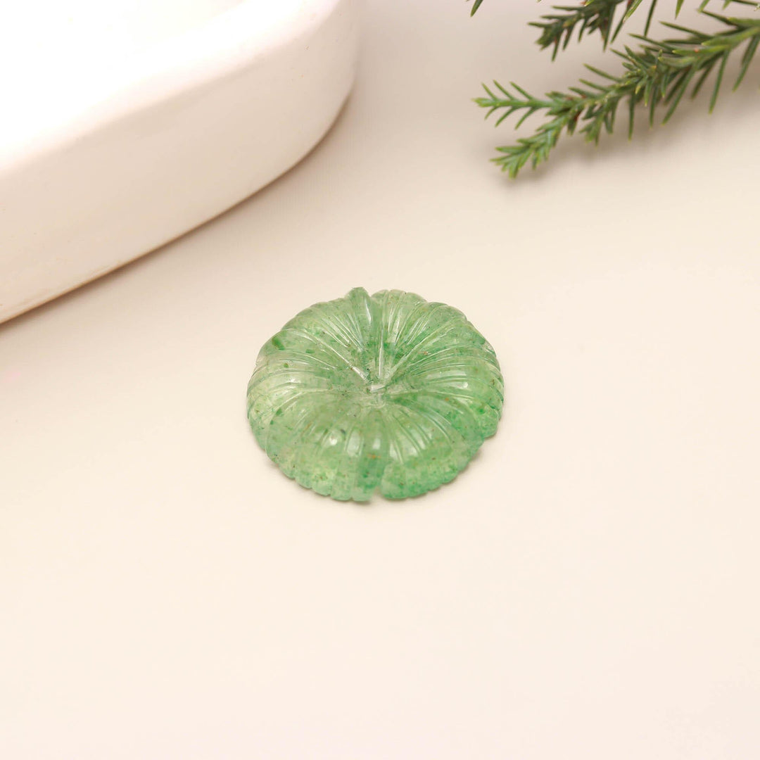 AAA Green Strawberry Hand Carved Flower Shape Stone, Flower Charms, 25 MM Reiki Healing Crystal Gifts, Floral Gemstones for Home Decor