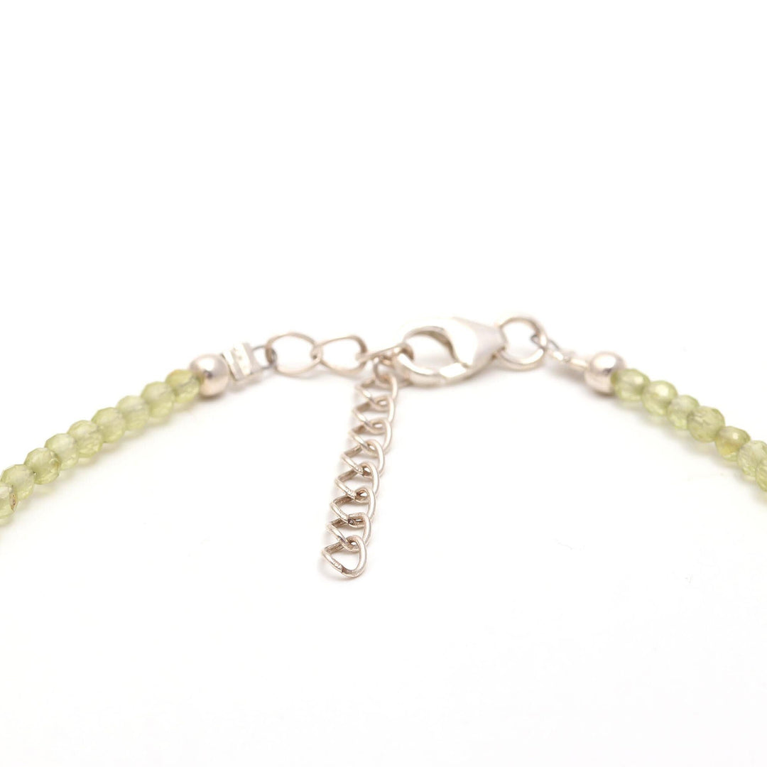 Natural Peridot Beaded Bracelet, Green Peridot Faceted Round Beads Bracelet, Gift for Her, 2 MM Beads Bracelet, 925 Silver Bracelet for Her