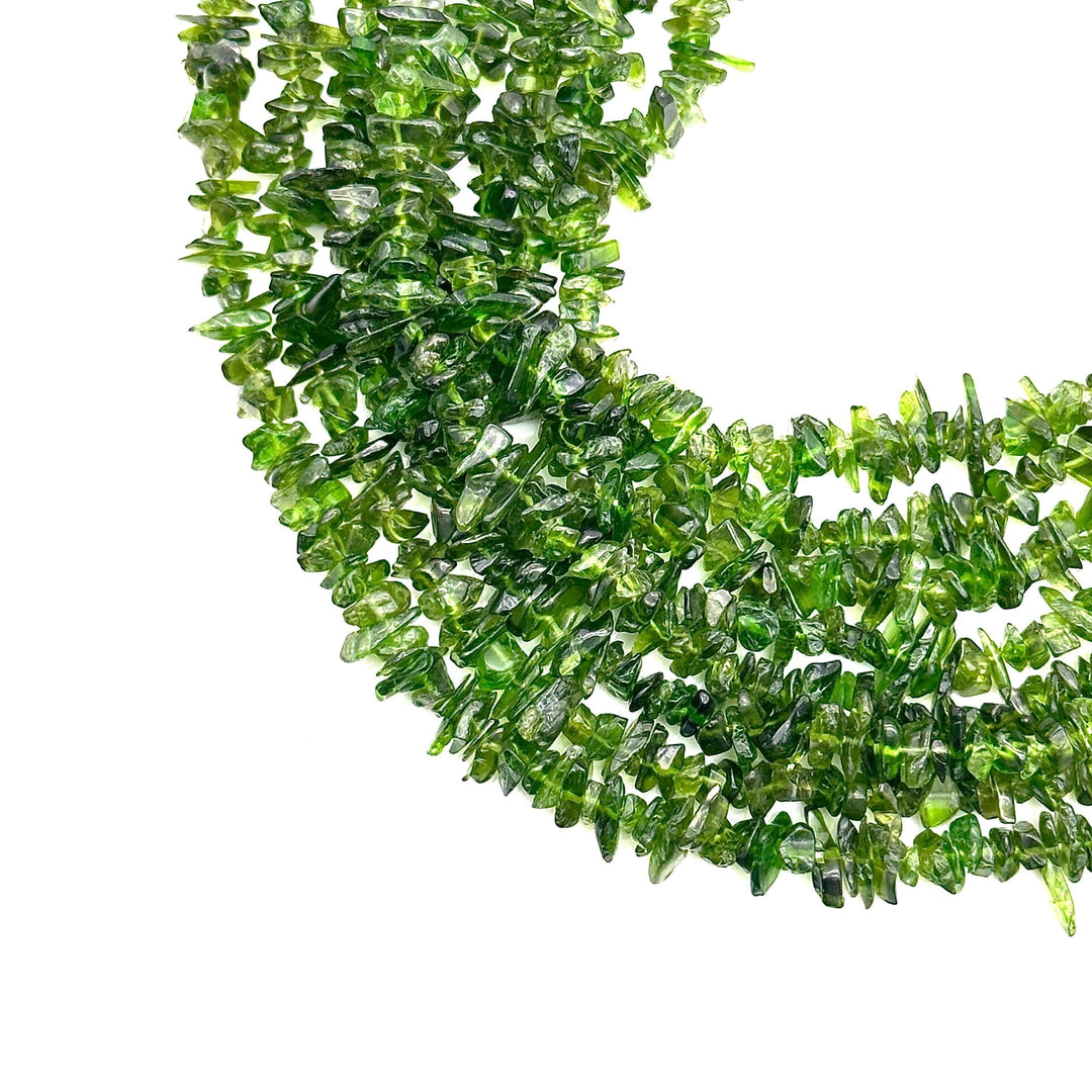 AAA Chrome Diopside Uncut Beads Strand, Chrome Diopside Chips Beads for Jewelry Making, 16" Inch Green Uncut Chip Beads, Freeform Uncuts