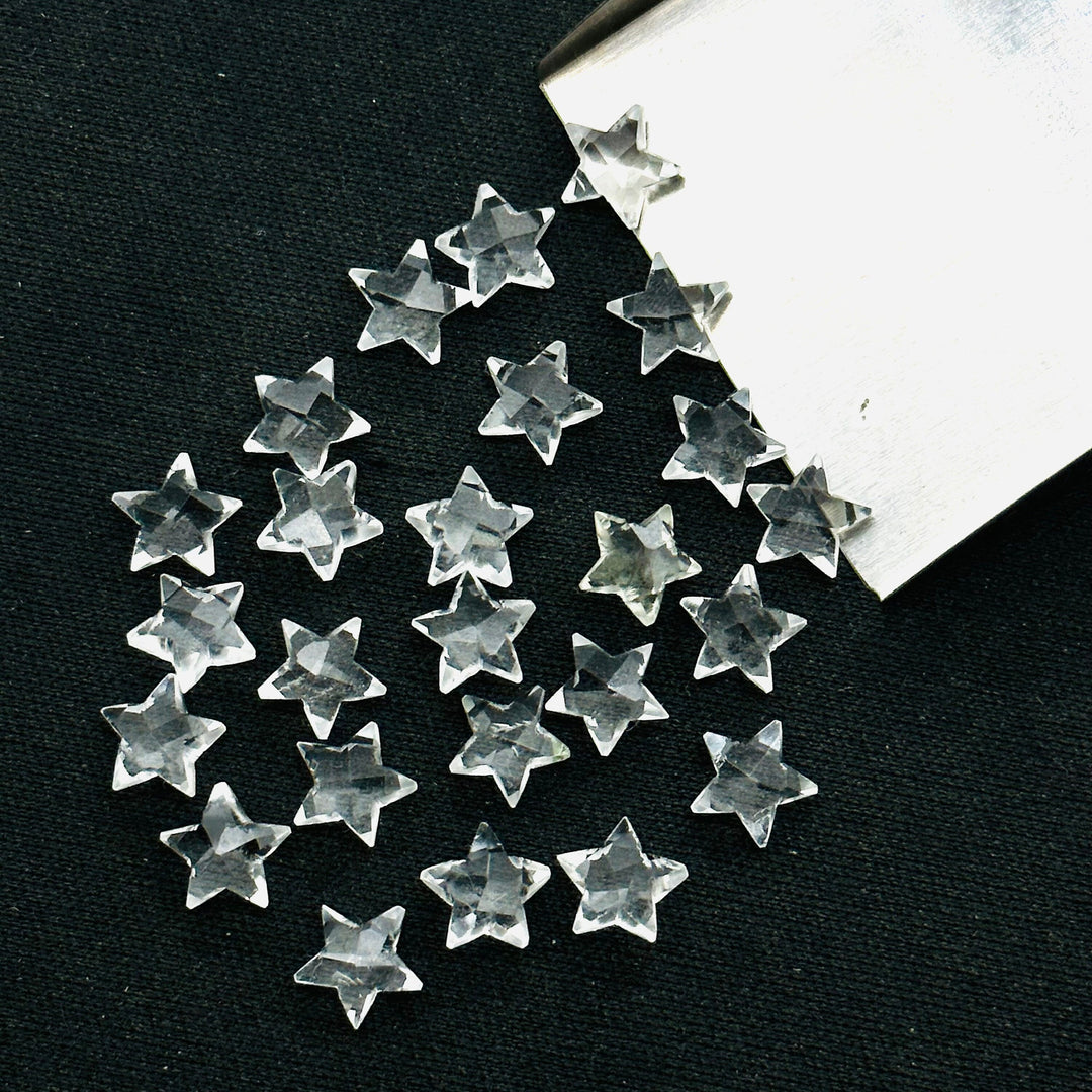 Cute Natural Crystal Quartz Stars Shape Briolettes, AAA Clear Crystal Faceted Star Shape Beads, Jewelry Making Loose Gemstones, 8 MM