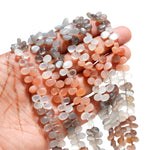 Load image into Gallery viewer, Multi Moonstone Pear Shape Beads, Chocolate, Peach, White, Gray Moonstone Smooth Pear Side Drill Beads for Jewelry Making, 7 Inch, 8-9 MM
