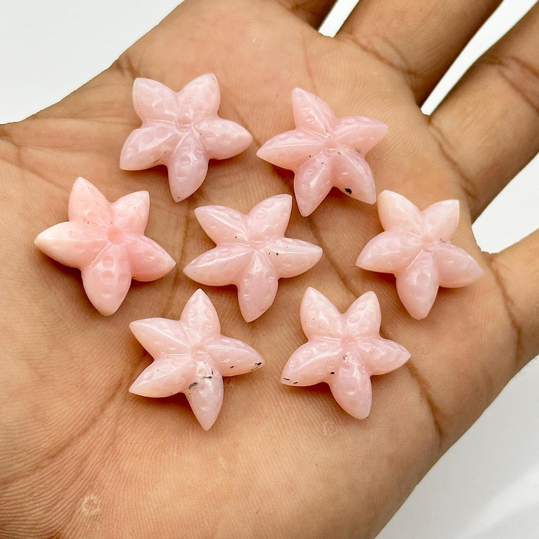 AAA Pink Opal Star Fish Shape Beads, Carved Pink Opal Star Fish Shape Gemstones, Star Fish Carvings, Rare Findings, 20 MM, Marine Sea Fishes