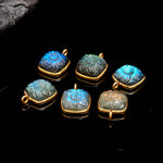 Load image into Gallery viewer, Labradorite Flower Pendant 12mm in Gold Vermeil Silver, Carved Labradorite Flower Pendant in 925 Silver