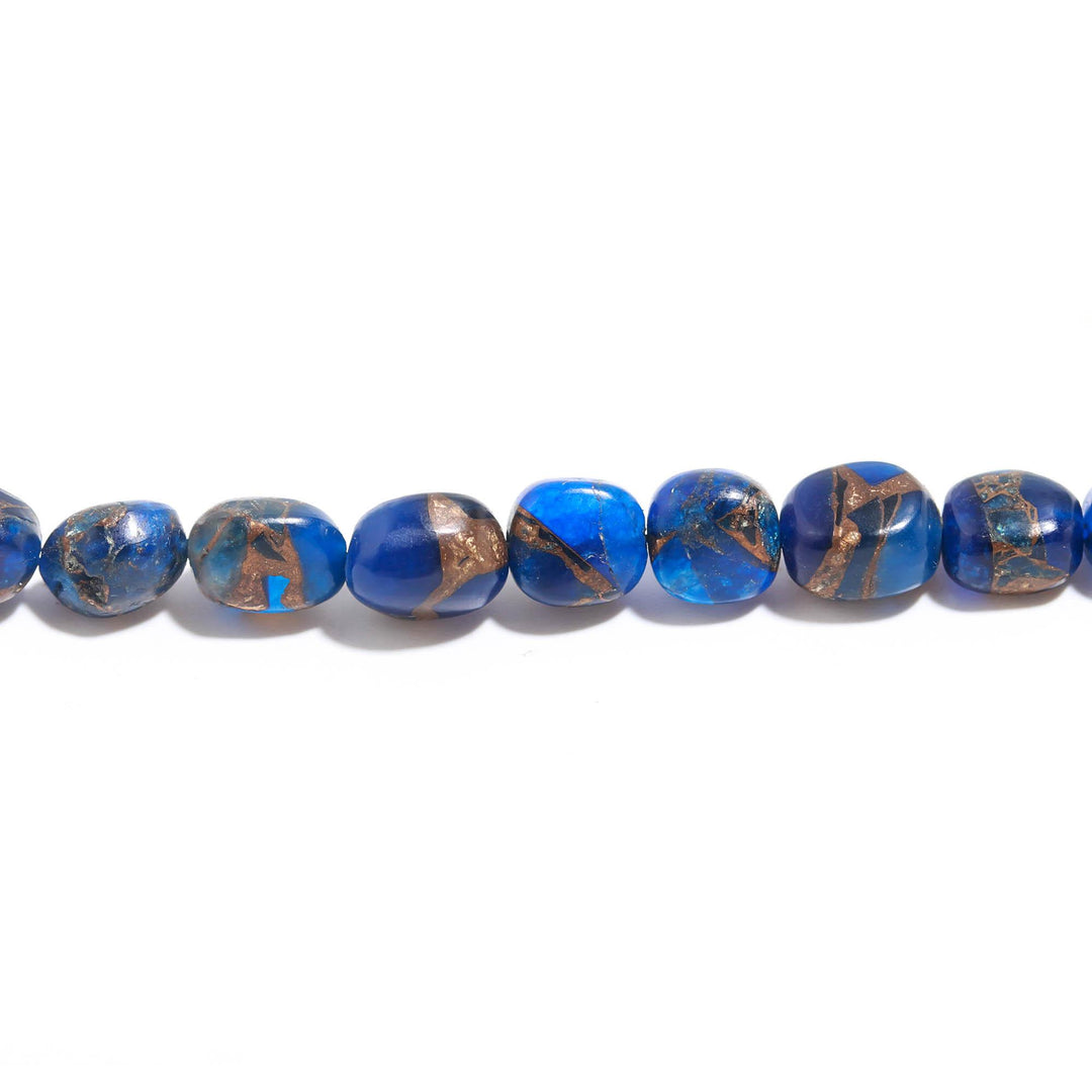 Blue Mohave Turquoise Smooth Tumble Shape Beads 8-9 MM, Wholesale Loose Gemstone Blue Copper Tumble Beads for Jewelry Making,