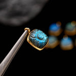 Load image into Gallery viewer, Labradorite Flower Pendant 12mm in Gold Vermeil Silver, Carved Labradorite Flower Pendant in 925 Silver