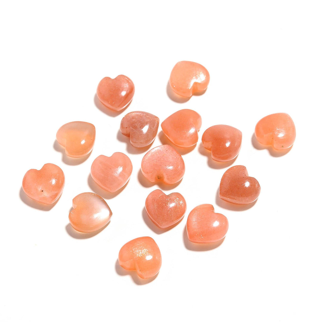 Natural Peach Moonstone Heart Shape Beads, Orange Moonstone Heart Shape Charms, Mini Plain Heart Briolette's for Jewelry Making, 10 MM