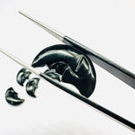 Load image into Gallery viewer, AAA Natural Black Onyx Moon Face, Black Onyx Half Moon Carvings, 18X13 MM, Jewelry Making Carving Gemstone, Carved Face Crystal, Face Charm