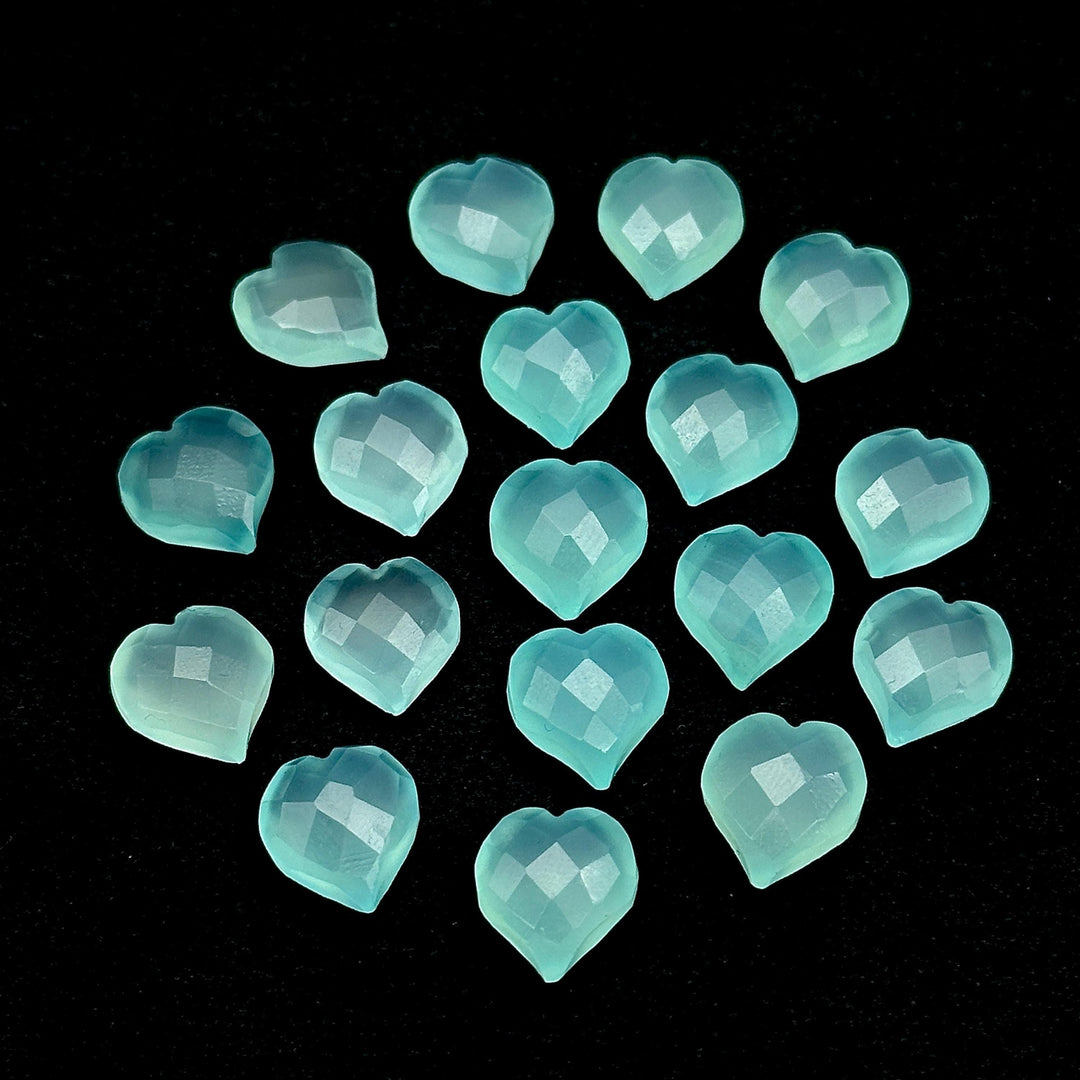 Beautiful Aqua Chalcedony Heart Shape Beads, Hand Carved Heart Charms for Jewelry Making, Faceted Heart Shape Briolette's, 13 MM