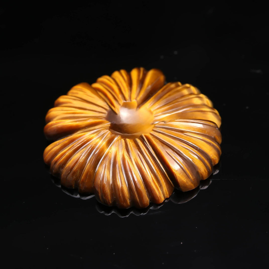 Natural Tiger's Eye Flower Shape Carving, Tiger Eye's Flower Shape Gemstones, 35 MM Reiki Healing Crystal Gifts