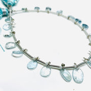 AAA Aquamarine Rose Cut Beads: Natural Gemstone Strand, 8 Inch