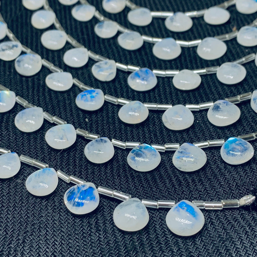 High Quality Natural Rainbow Moonstone Smooth Heart Shape Beads, 10X10 mm Blue Flashy Rainbow Moonstone Loose Beads For Earrings Making