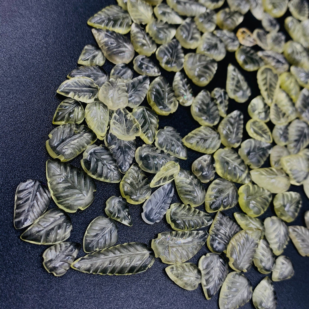 AAA Lemon Quartz Leaf Gemstone: Carved Jewelry Stone (7.9X5.2 13.8X6.7 mm)