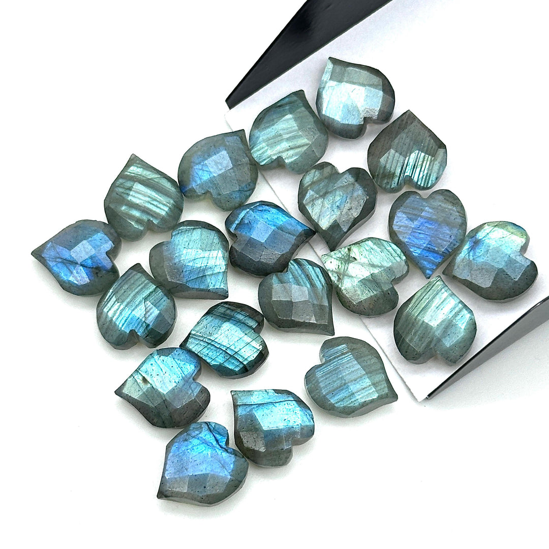 Flashy Labradorite Heart Shape Beads, Natural Labradorite Hand Carved Heart Charms for Jewelry Making, Faceted Heart Shape Briolette's 13 MM