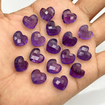 Load image into Gallery viewer, Amethyst Heart Briolette Beads: Faceted 12mm Carved Charms