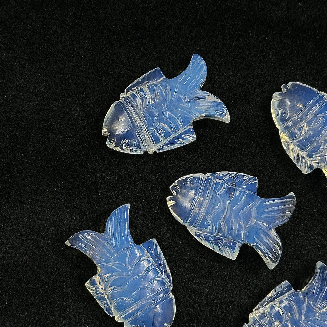 Natural Opalite Fish Carving Gemstone, Hand Carved Fish Shape Gemstone, Opalite Crystal 17X26 MM, Carved Opalite Fish Charm Best For Jewelry