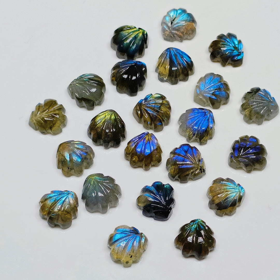 2,3,4,5 Pcs Natural Labradorite Hand Carved Fancy Shape, Carved Fancy Shape Gemstone For Jewellery, Fancy Shape Gemstone, 10 mm