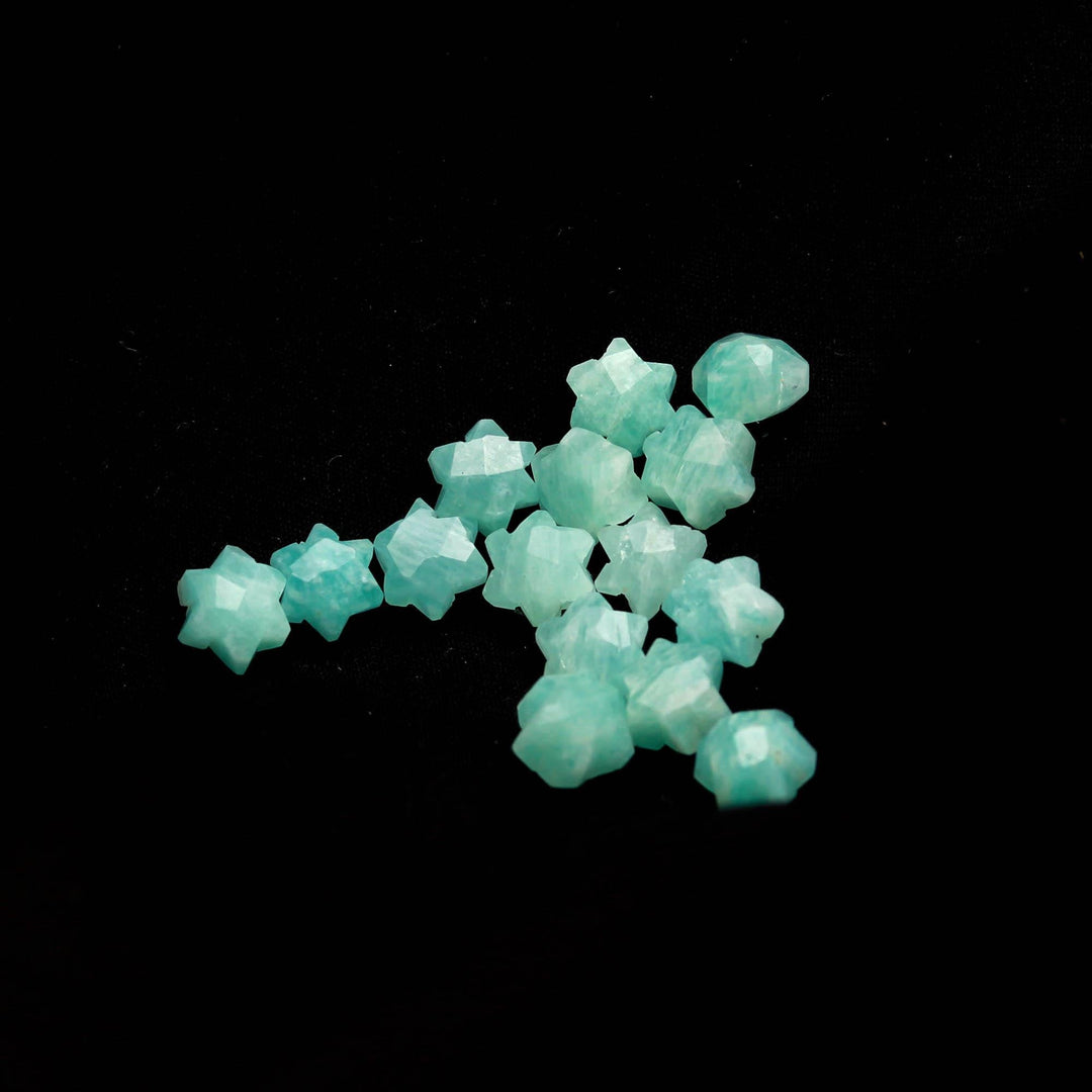 Natural Amazonite Little Stars, Green Amazonite Star Shape Beads, 6 MM Star Shape Gemstone for Jewelry, 6 Sides Carving Star Beads