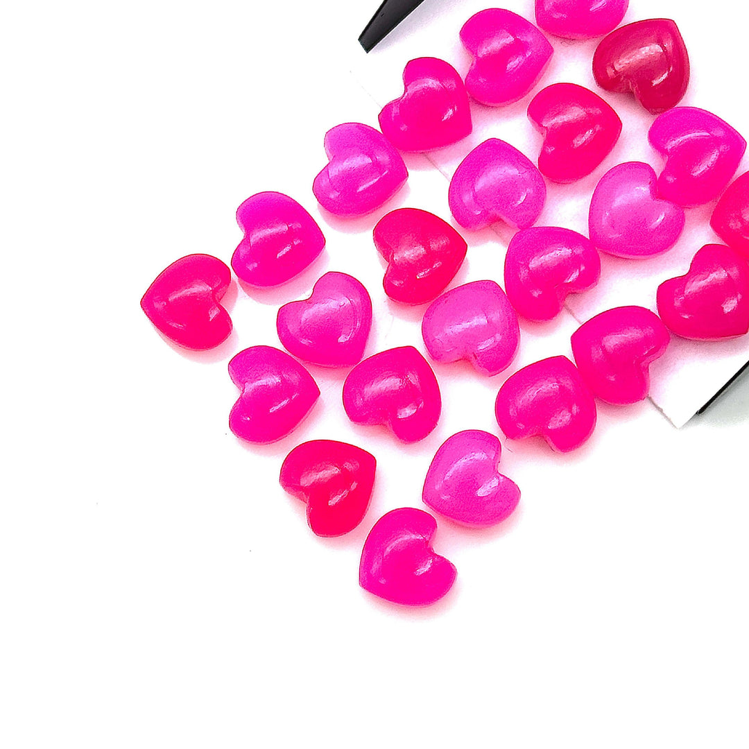 Dazzling Hot Pink Chalcedony Heart Beads, Pink Chalcedony Smooth Heart Shape Beads, Loose Gemstones, 10 MM Heart Charms for Jewelry Making