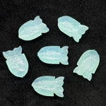 Load image into Gallery viewer, Carved Aqua Chalcedony Fish Gemstone, Natural Aqua Chalcedony Fish, 15X24 MM, Feminine Energy Fish Charm Sky Blue Crystal, Both Side Carved