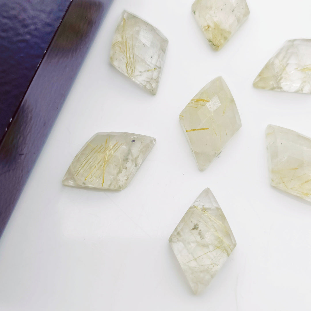 2,3,4,5,6 Pcs Natural Golden Rutile fancy Shape Carving, Hand Carved Gemstone, backside intersection Gemstone, Carved Gemstone, 16X10 mm