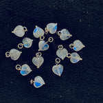 Load image into Gallery viewer, 5 pcs Natural Rainbow Moonstone Heart Shape Carved Gemstone Jewellery Making Charm With 925 Silver, Necklace , Earrings Making Charms 10mm