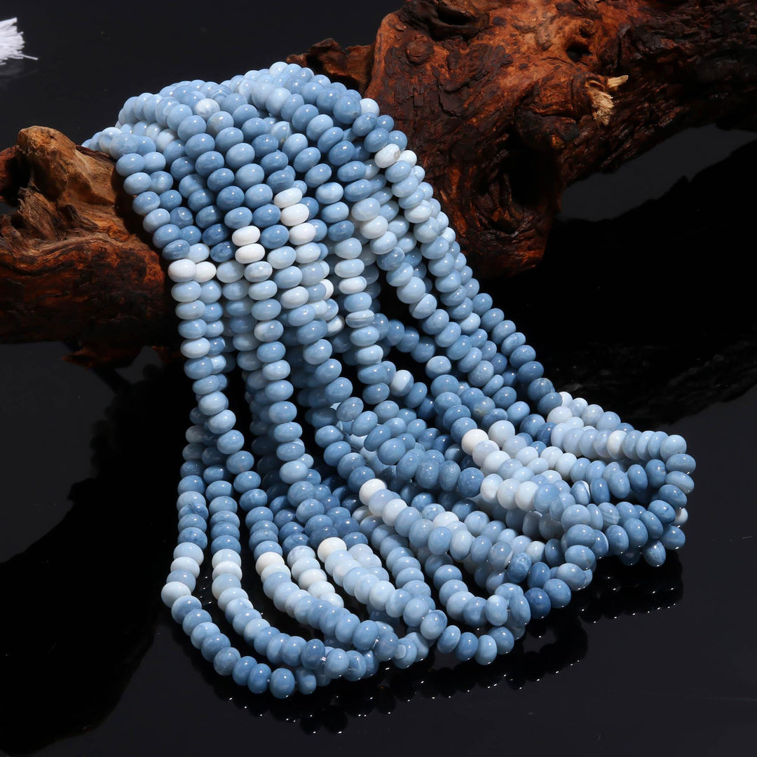 Shaded Blue Opal Smooth Rondelle Beads, Blue Opal Beads for Jewelry Making, Wholesale Loose Opal Beads, 8 MM Dyed Opal for Craft Making