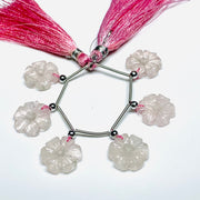 6 Pcs strand  100% Natural Rose Quartz  Fancy Shape Carved Gemstone, Fancy Shape Carving, Carved Gemstone For Jewellery 15 mm