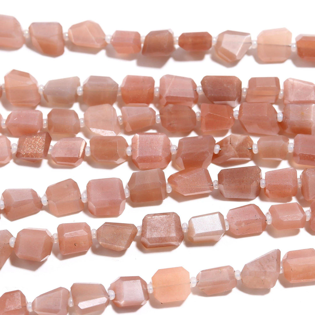 Chocolate Moonstone Faceted Tumble Gemstone Beads ~ 5X7-6X8MM AAA Moonstone Nuggets Shape Beads ~ 8" Strand Jewelry Making Beads