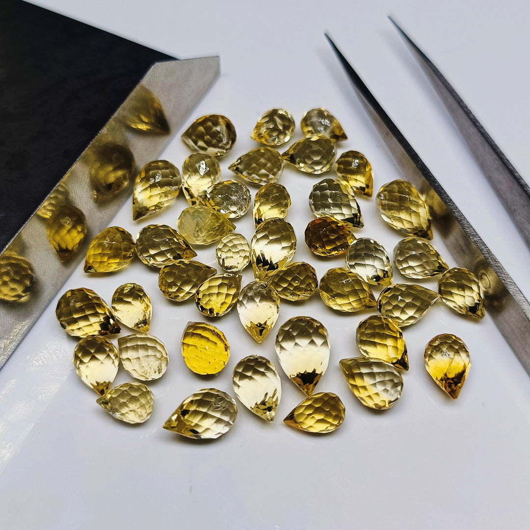AAA+ Quality Citrine Teardrop Shape Beads, Faceted Citrine Drop Shape Gemstone Beads, 6X8 - 7X9 MM, Jewelry Making Briolette's Natural Beads