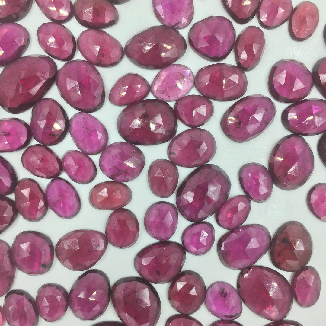 2,5,10pcs AAA+ Quality Rhodolite Garnet free form Rose cut, faceted rose cuts, gemstone for jewelry, jewelry making rosecut 7X8 12x10 mm