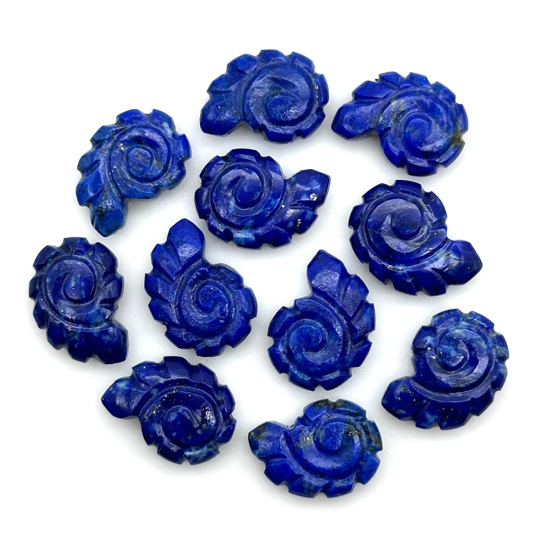 Natural Lapis Lazuli Carved Shell Beads, Hand Carved Snail Shell Shape Gemstone, Seashell Charm, 16 MM Seashell Beads For Jewelry Making