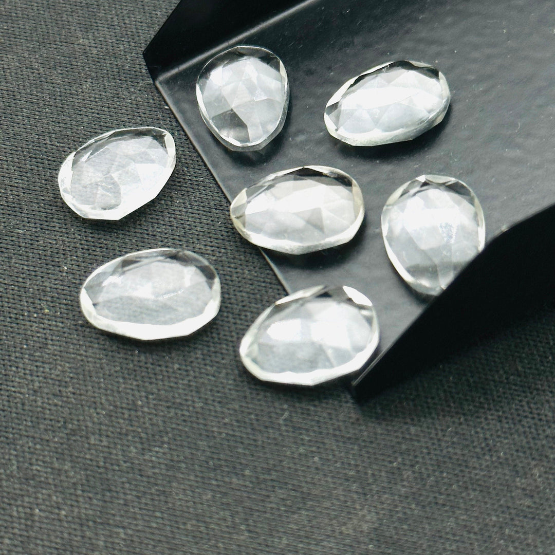 2,3,4,5pcs A-one Quality crystal quartz freeform Rosecut, faceted rosecut, gemstone for jewelry, jewelry making rosecut 10X14 mm