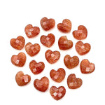Load image into Gallery viewer, Red Sunstone Heart Briolette Beads: Hand Carved Faceted Charm, 12mm