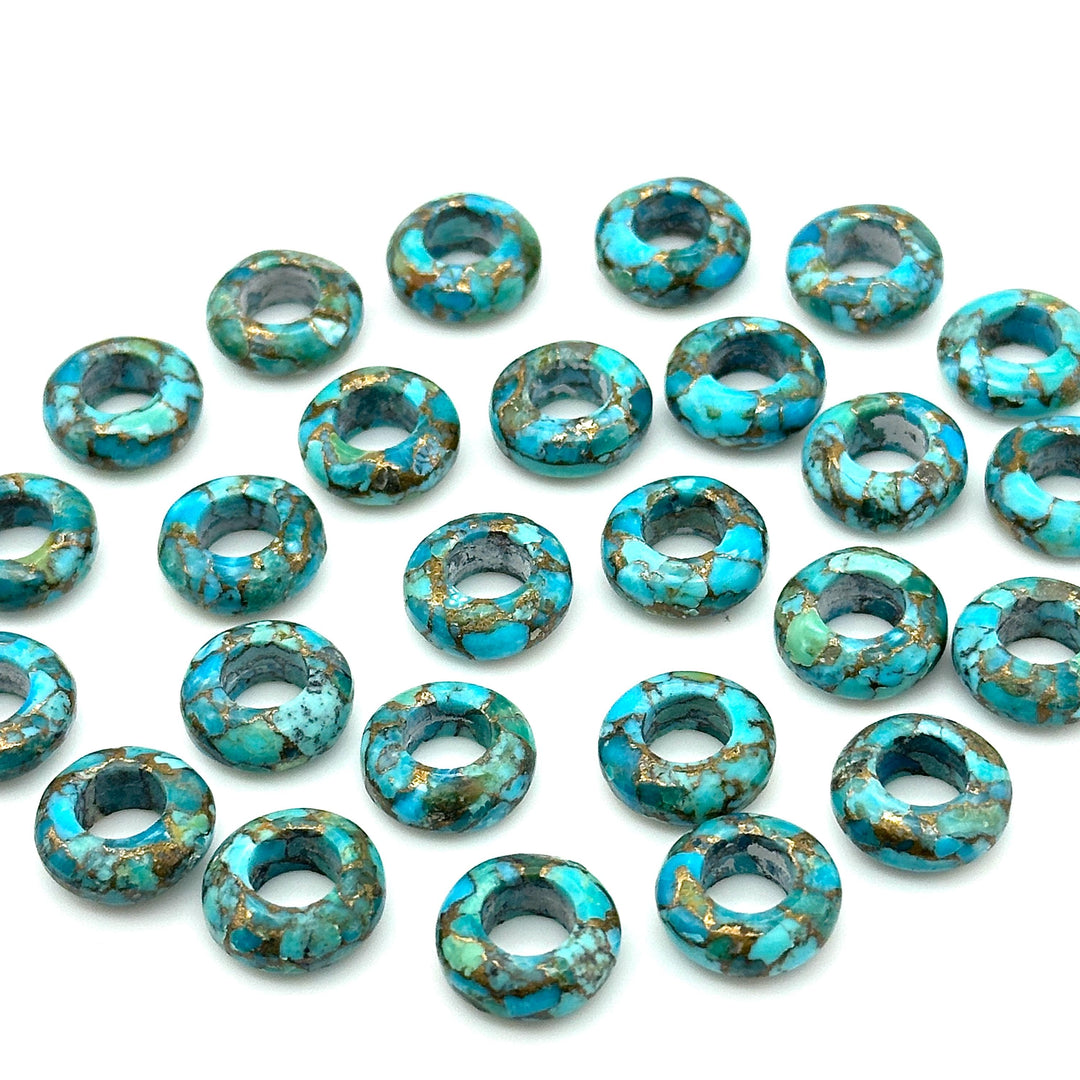 Amazing Copper Turquoise Donut Shape Gemstones, Turquoise Donut Carving, Healing Gemstone Beads, 12 mm Blue Turquoise Donut Smooth Beads