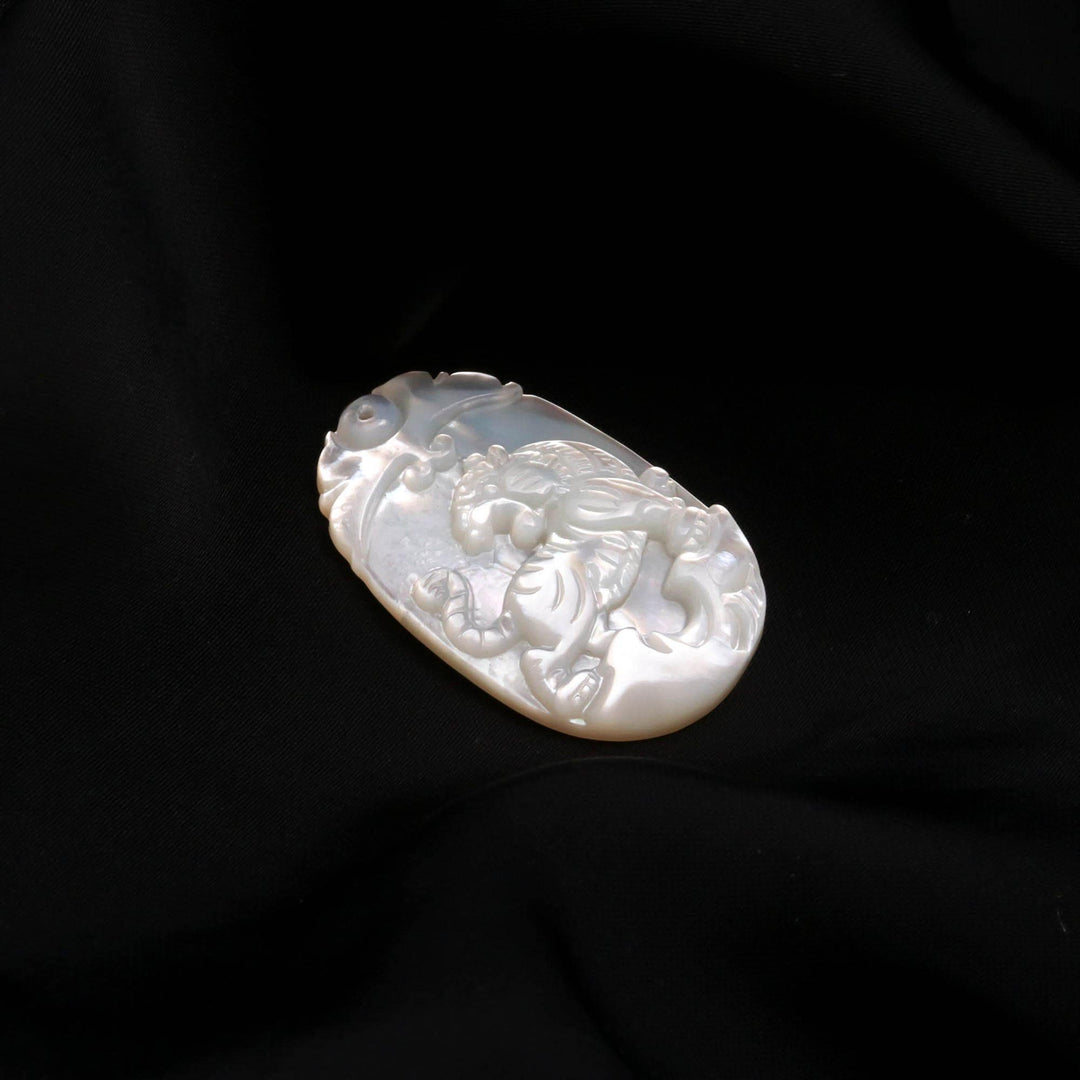 Mother of Pearl Tiger Oval Carving, Handmade Mop Oval Shape Stone, 35 MM, Top Face Drill, Luster Pearl Carved Cabochon