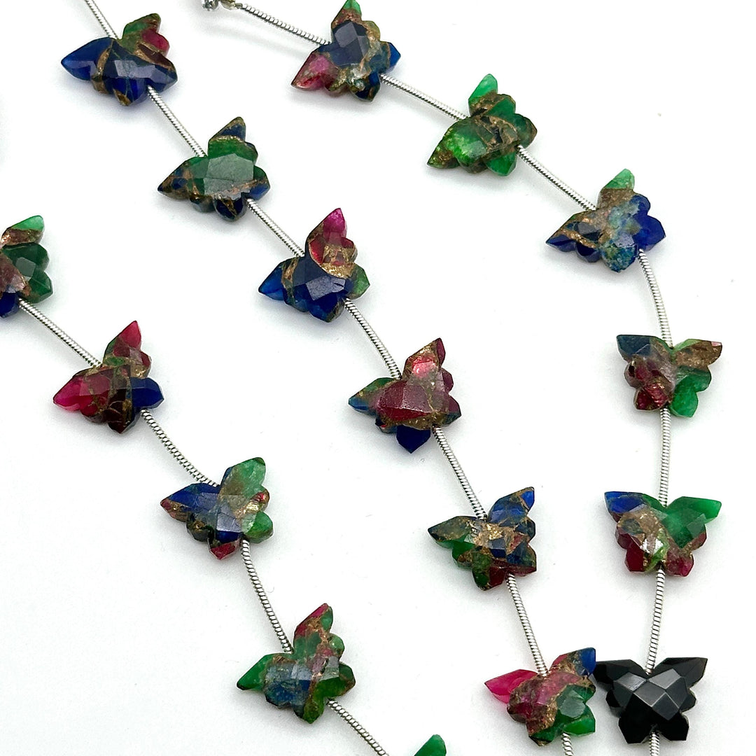 Colorful Mohave Turquoise Butterfly Beads, AAA Turquoise Faceted Butterfly Gemstone Briolette's, Butterfly Charms For Jewelry 14x10 MM