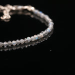 Load image into Gallery viewer, Natural Labradorite Beaded Bracelet, Faceted Labradorite Beads Bracelet, Gemstone Silver Bracelet/Anklet, Yoga &amp; Meditation Bracelet, 2 MM