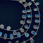 Load image into Gallery viewer, AAA+ Natural Rainbow Moonstone Smooth Pear Beads, Flashy Rainbow Beads, 5x7 - 6x9 mm, Smooth Briolette's Beads For Jewelry Making, 8" Strand