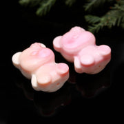 1 PC Mother Of Pearl Teddy Bear Shape Carving, Pink Pearl Gummy Bear Beads for Jewelry Making 25 MM, Top to Bottom Drill