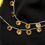 Load image into Gallery viewer, Natural Beer Quartz Round Concave Cut Shape Beads, 5 Pcs Strand, Round Flower Shape Beads for Jewelry Making