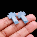 Load image into Gallery viewer, Blue Opal Hand Carved Cross Shape Gemstone, AAA Blue Opal Faceted Blue Opal Cross Beads, Healing Energy &amp; Protection Beads