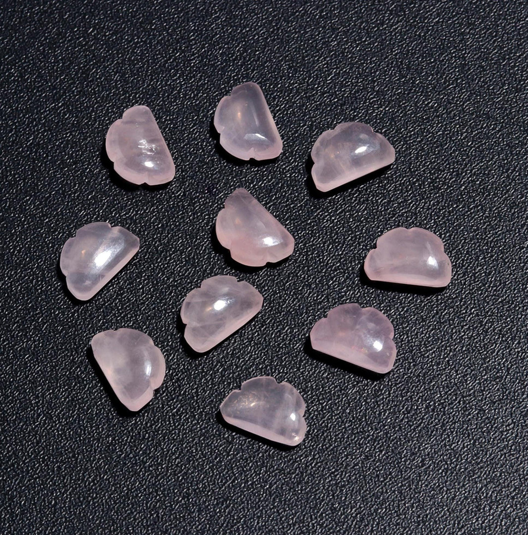 Carved Natural Rose Quartz Clouds Shape Beads, Rose Quarz Smooth Cloud Shape Beads, Hand Carved Charms, 12 MM, Loose Carved Briolettes