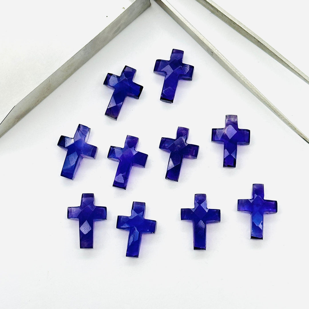 1,2,3,4,5 pcs Natural Amethyst Cross Shape Gemstone Beads, Amethyst Faceted Cross Gemstone Beads, Holy Beads For Jewelry & Carfts 15X10 MM