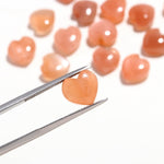 Load image into Gallery viewer, Natural Peach Moonstone Heart Shape Beads, Orange Moonstone Heart Shape Charms, Mini Plain Heart Briolette's for Jewelry Making, 10 MM